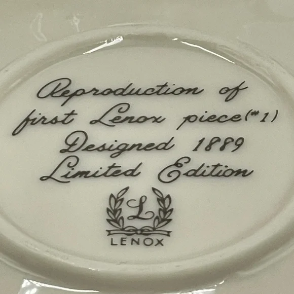 LENOX: Reproduction of First Piece (#1) Designed 1889 Limited Edition Cup/Saucer - Picture 8 of 15
